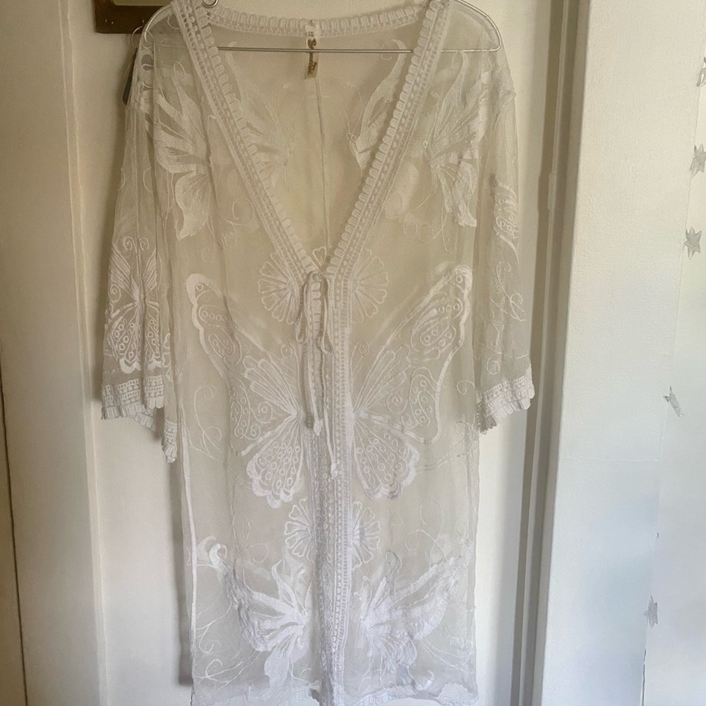 butterfly mesh embroidered duster/cardigan/coverup